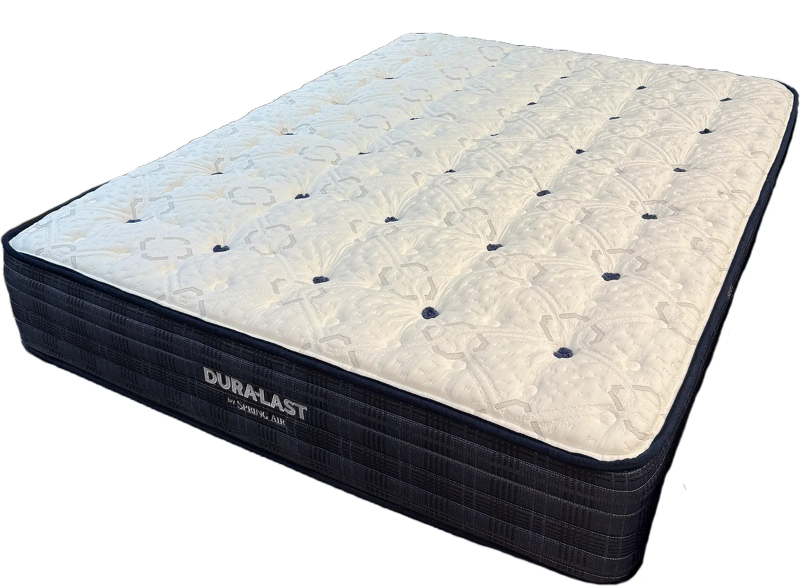 Dura-Last by Spring Air Medium (Model 7665) mattress, three-quarter view on white background