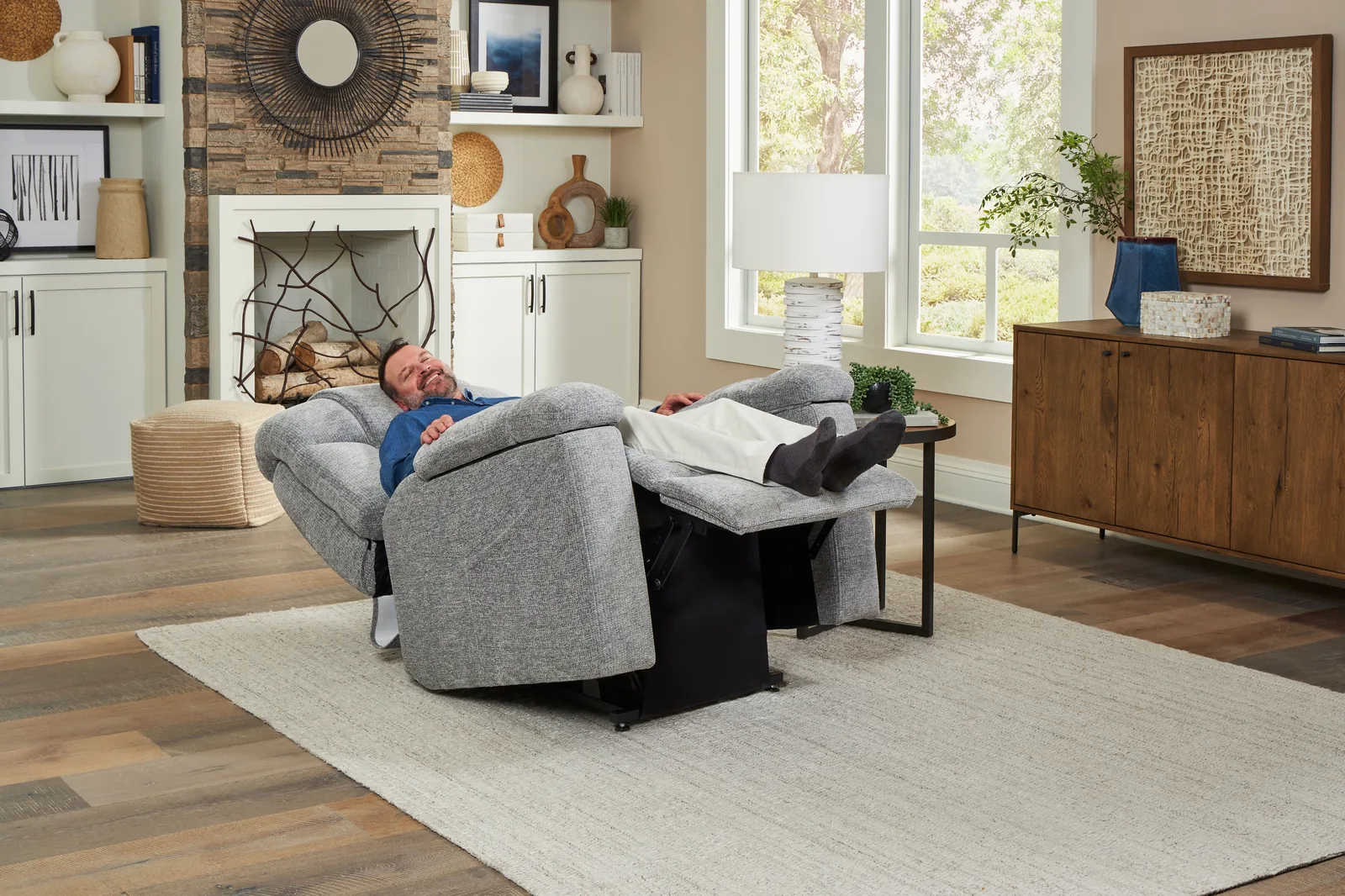 UltraComfort Venice power lift recliner in the Zero Gravity Plus position