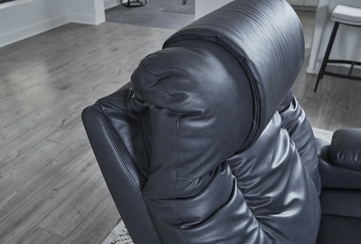Close-up of the adjustable headrest on an UltraCozy UC677 power recliner